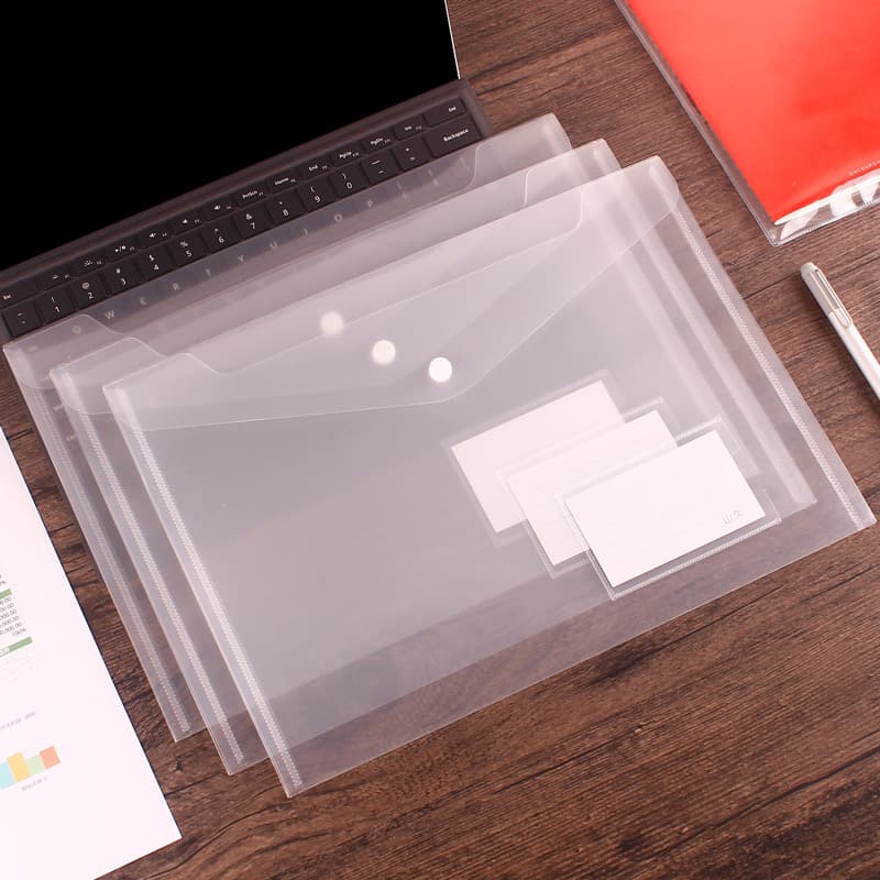 A4 Clear Plastic File w/ Button Fastener