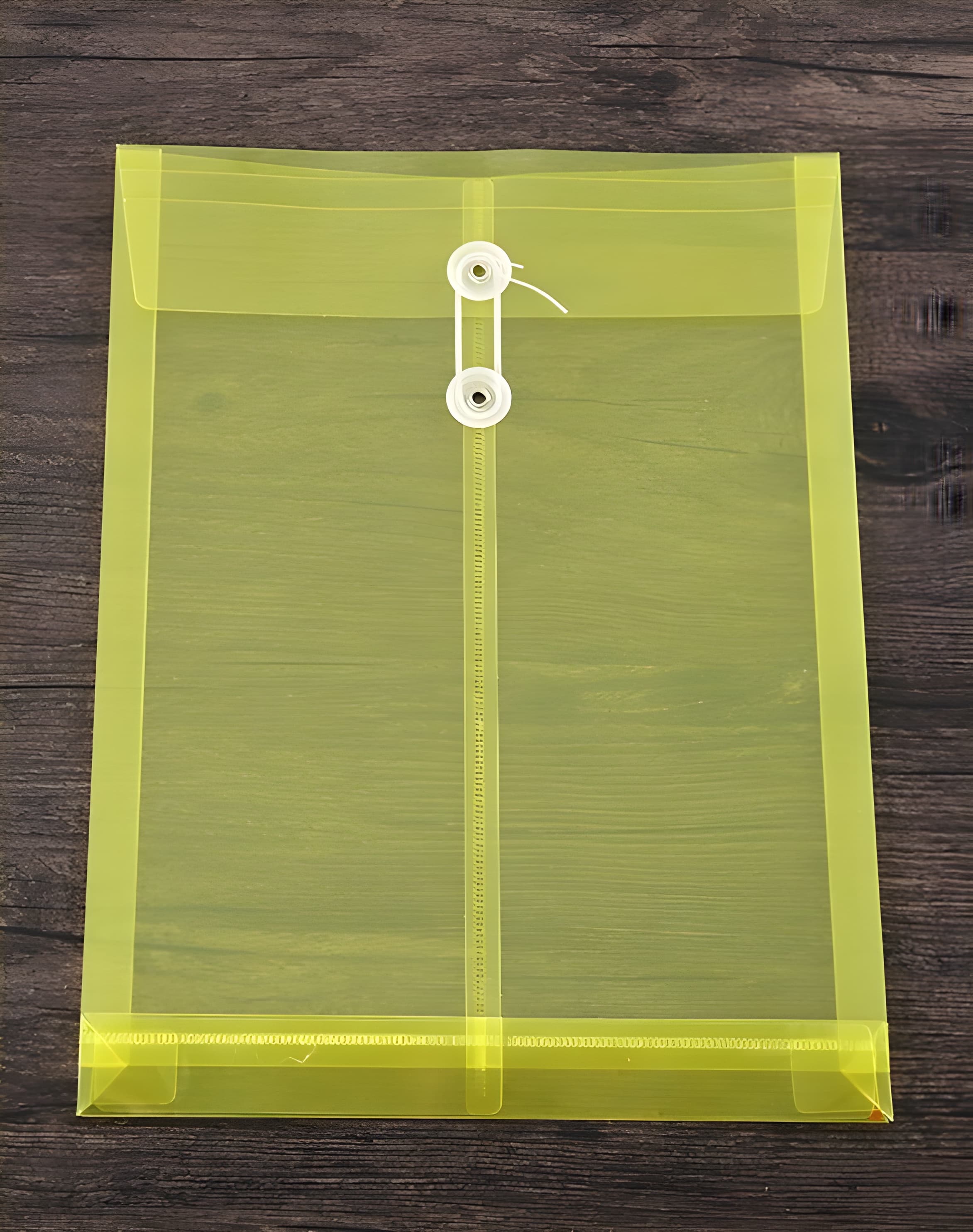 A4 Yellow Plastic File with String